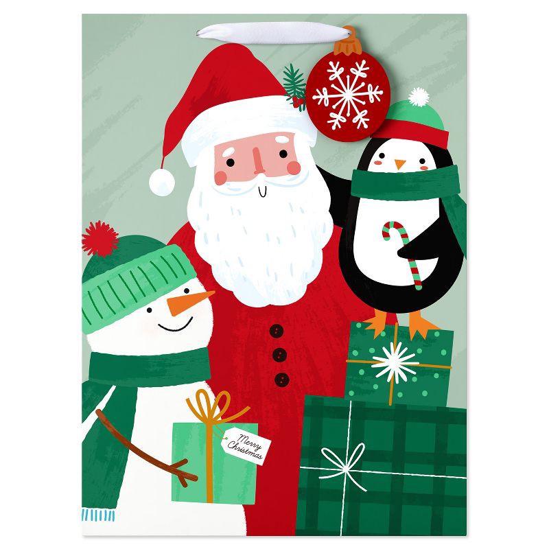 slide 2 of 4, American Greetings 20" Jumbo Christmas Gift Bag Santa and Friends, 1 ct