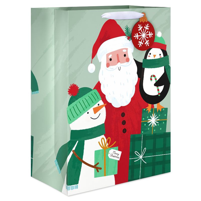 slide 1 of 4, American Greetings 20" Jumbo Christmas Gift Bag Santa and Friends, 1 ct
