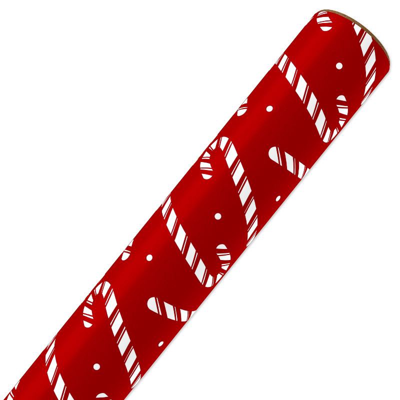 slide 2 of 5, American Greetings 96"x30" Christmas Wrapping Paper Candy Cane Toss, 1 ct