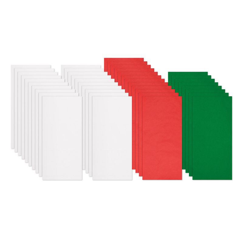slide 3 of 3, American Greetings 40ct 20"x20" Bulk Christmas Tissue Paper Red/Green/White, 40 ct
