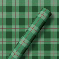 American Greetings 96"x30" Christmas Wrapping Paper Green Plaid
