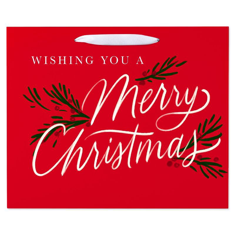 slide 2 of 4, American Greetings 12.75" Large Horizontal Christmas Gift Bag 'Wishing You a Merry Christmas', 1 ct
