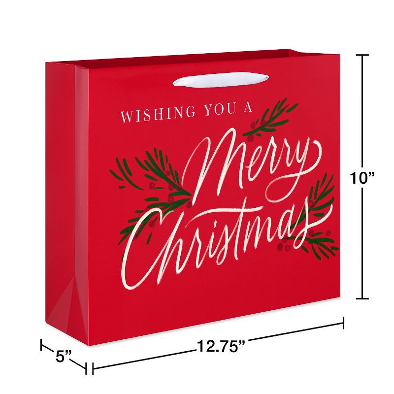 slide 3 of 4, American Greetings 12.75" Large Horizontal Christmas Gift Bag 'Wishing You a Merry Christmas', 1 ct