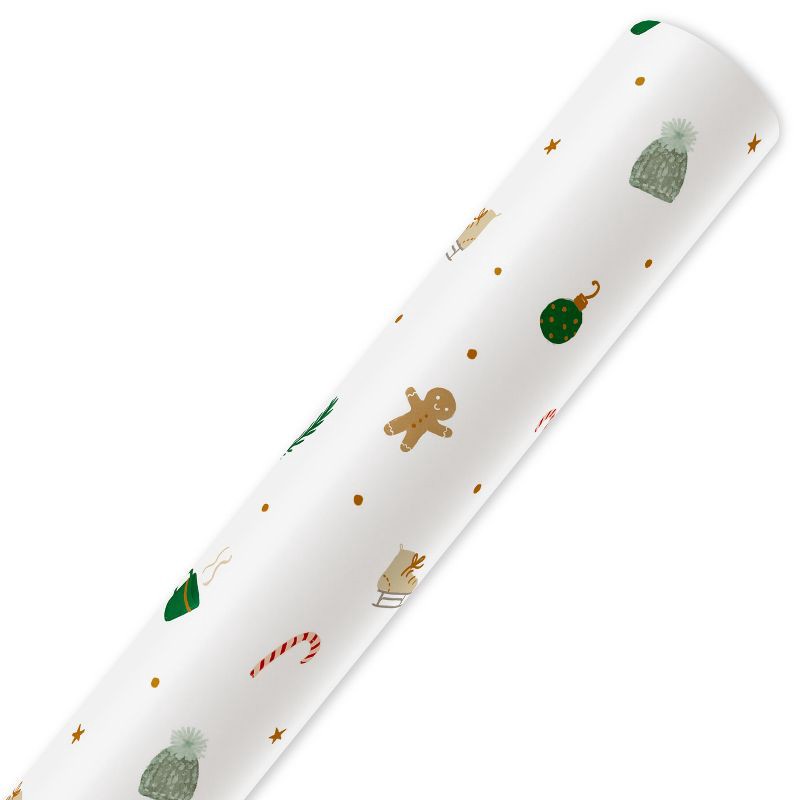 slide 2 of 5, American Greetings 96"x30" Christmas Wrapping Paper Tiny Christmas Icons, 1 ct
