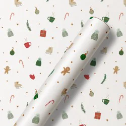 American Greetings 96"x30" Christmas Wrapping Paper Tiny Christmas Icons