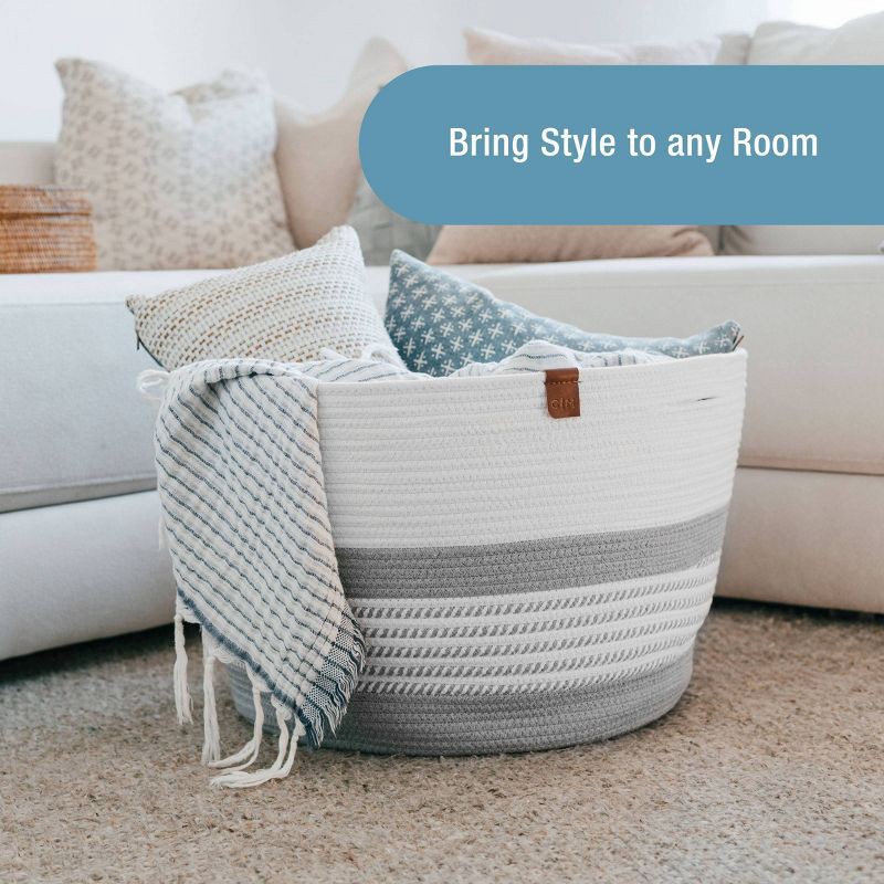 slide 7 of 7, CleverMade XL Rope Basket Stone Gray, 1 ct