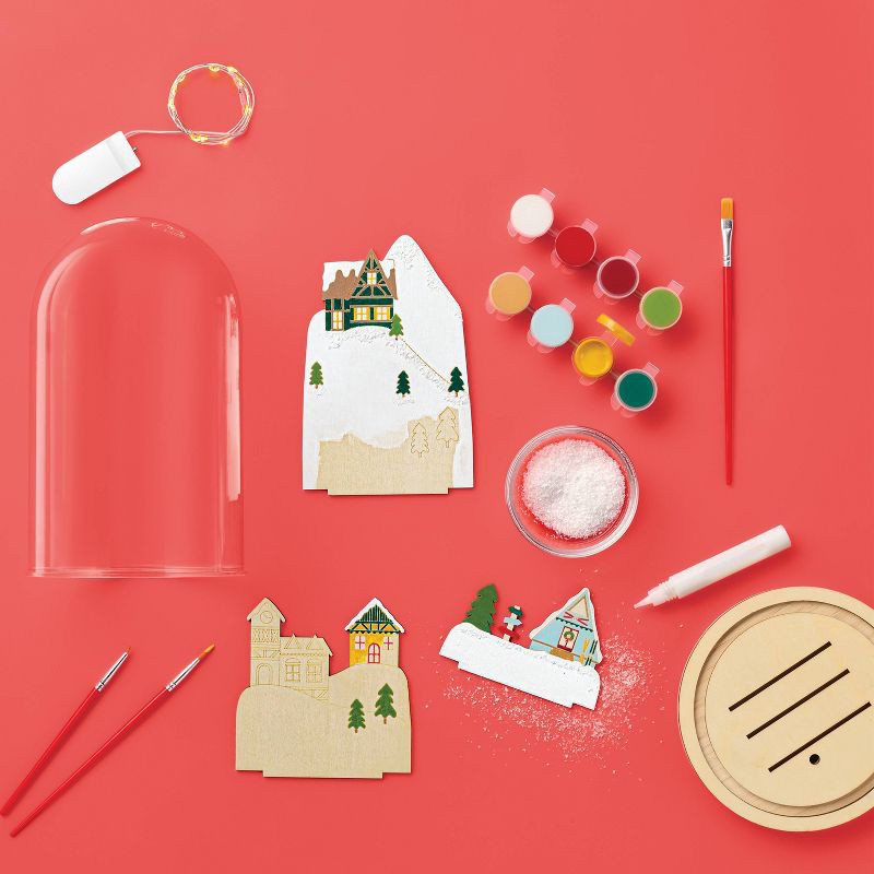 slide 3 of 4, Christmas Craft Lit Dome Ski Village Painting Kit - Mondo Llama™, 1 ct