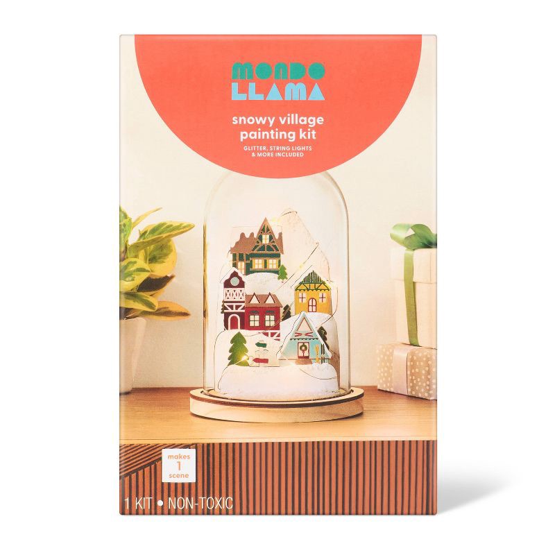 slide 1 of 4, Christmas Craft Lit Dome Ski Village Painting Kit - Mondo Llama™, 1 ct