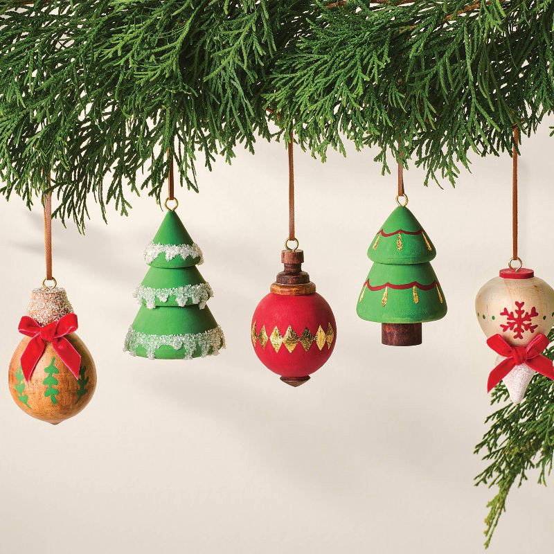 slide 2 of 4, Christmas Craft 5ct Wood Turned Ornament Painting Kit - Mondo Llama™, 5 ct