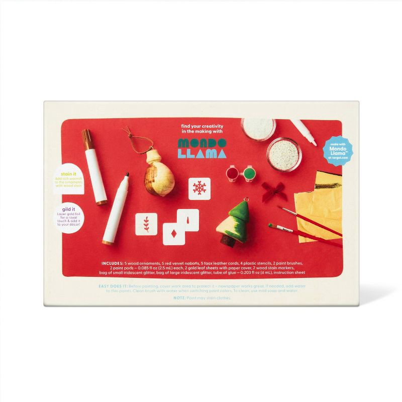 slide 4 of 4, Christmas Craft 5ct Wood Turned Ornament Painting Kit - Mondo Llama™, 5 ct
