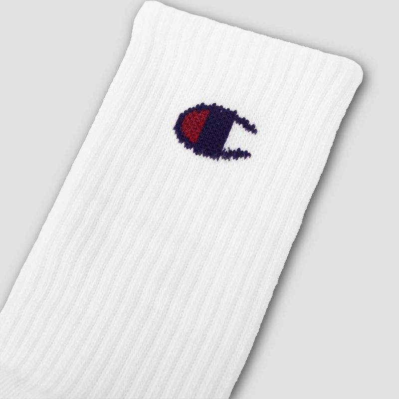 slide 4 of 4, Champion Boys' 6pk Crew Socks - Ivory M, 6 ct