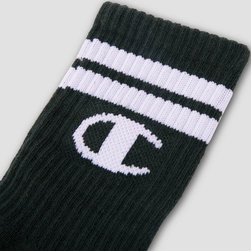 slide 4 of 4, Champion Boys' 3pk Crew Socks - Black M, 3 ct