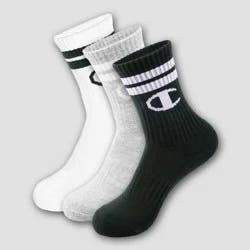 Champion Boys' 3pk Crew Socks - Black L
