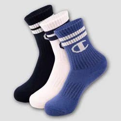 Champion Boys' 3pk Crew Socks - Navy Blue M