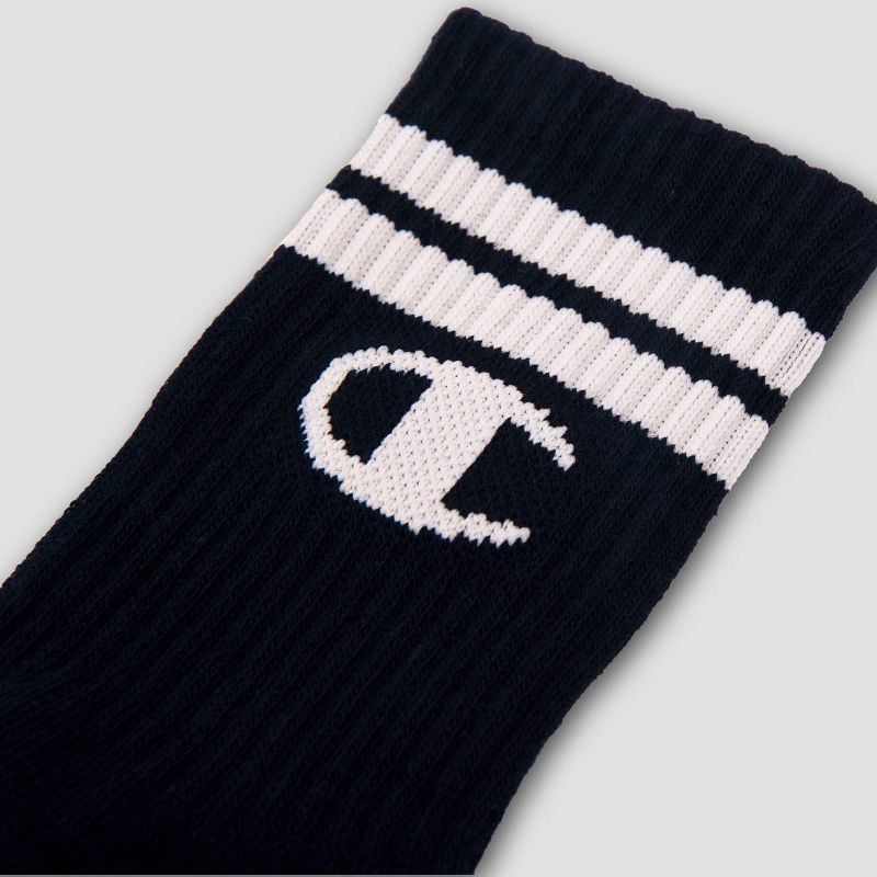 slide 4 of 4, Champion Boys' 3pk Crew Socks - Navy Blue L, 3 ct