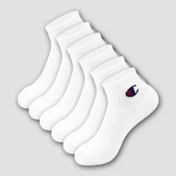 Champion Boys' 6pk Ankle Socks - White L