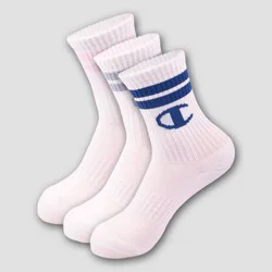 Champion Girls' 3pk Crew Socks - Pink L