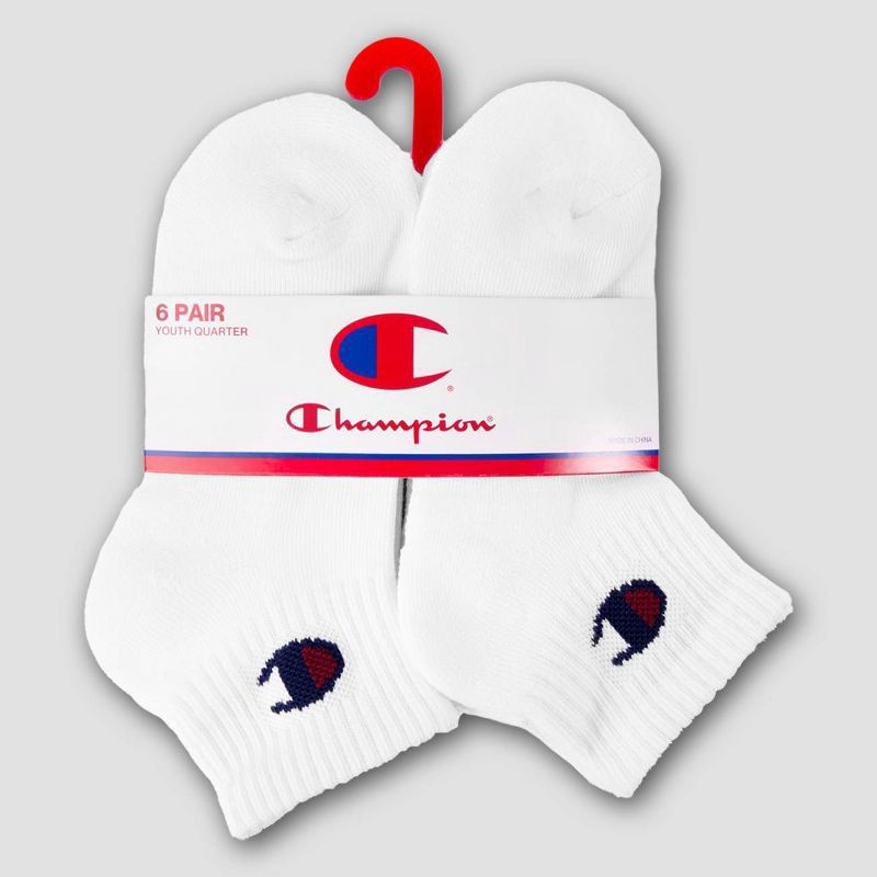 slide 2 of 4, Champion Girls' 6pk Ankle Socks - White M, 6 ct