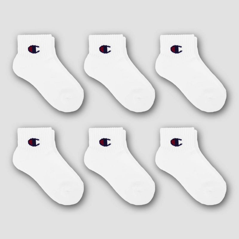 slide 3 of 4, Champion Girls' 6pk Ankle Socks - White L, 6 ct