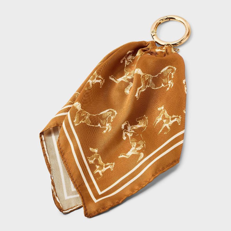 slide 1 of 2, Horse Pattern Scarf Bag Charm - A New Day™ Brown, 1 ct