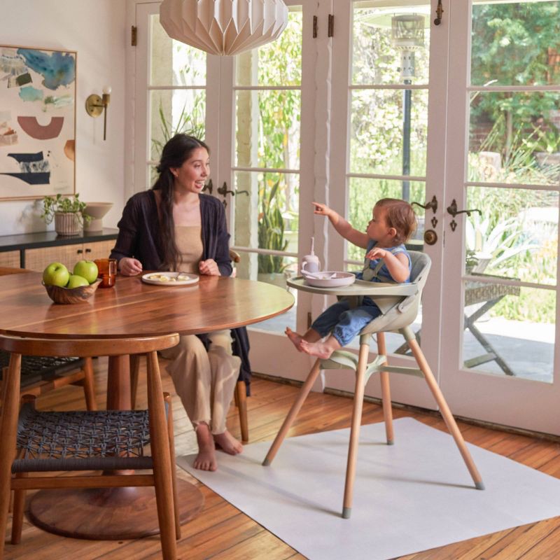 slide 2 of 8, Lalo High Chair Splat Mat - Gray Wickerwork, 1 ct