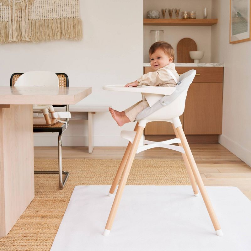 slide 7 of 8, Lalo High Chair Splat Mat - Gray Wickerwork, 1 ct