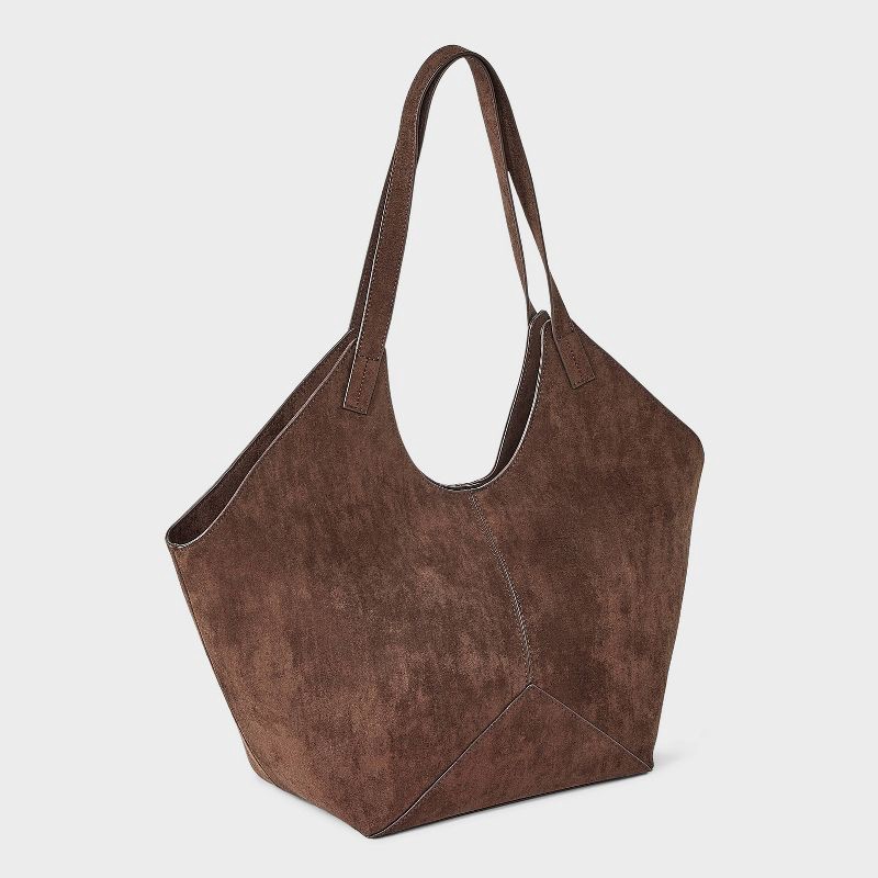 slide 3 of 5, Slouchy Faux Suede Tote Handbag - Universal Thread™ Brown, 1 ct