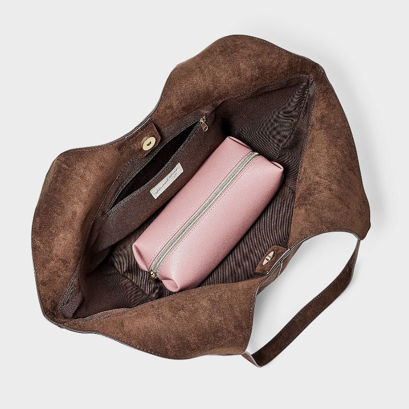 slide 4 of 5, Slouchy Faux Suede Tote Handbag - Universal Thread™ Brown, 1 ct