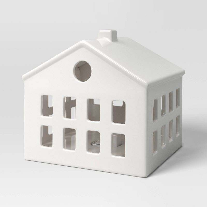 slide 3 of 3, Ceramic LED Cottage House Christmas White - Threshold™, 1 ct