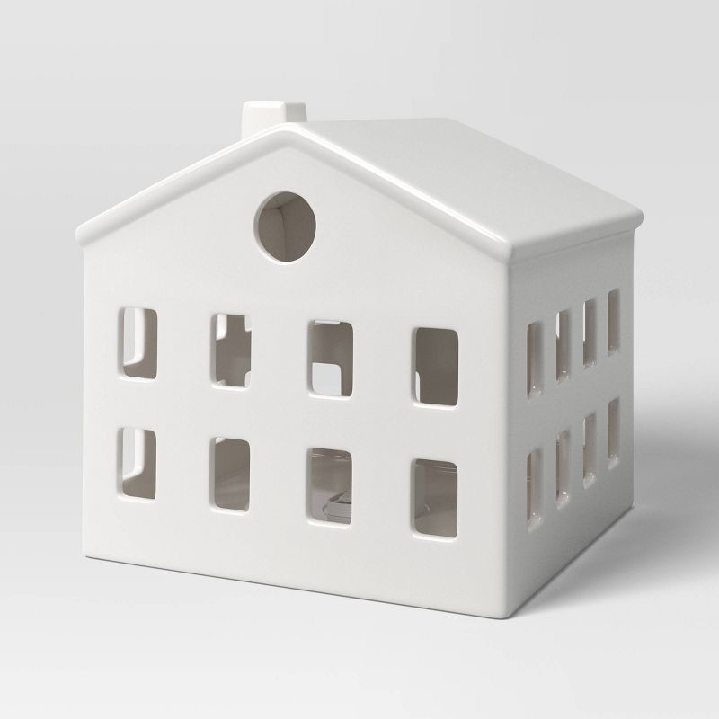 slide 3 of 3, White Ceramic LED Townhome Christmas - Threshold™, 1 ct