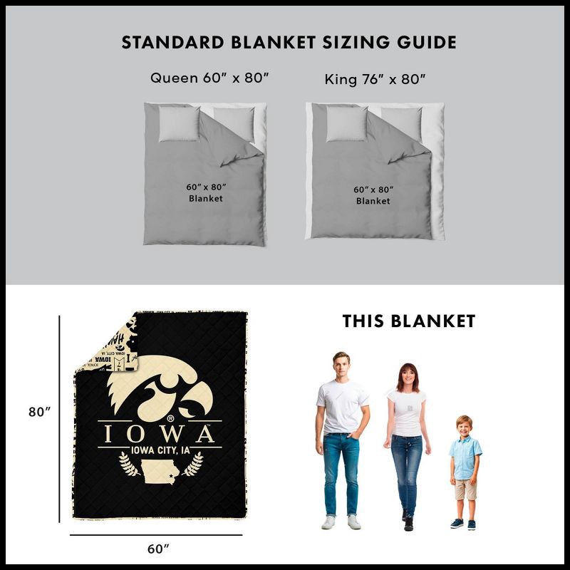 slide 5 of 5, NCAA Iowa Hawkeyes 60 x 80 Quilted Throw Blanket, 1 ct