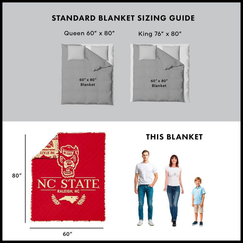 slide 5 of 5, NCAA NC State Wolfpack 60 x 80 Quilted Throw Blanket, 1 ct