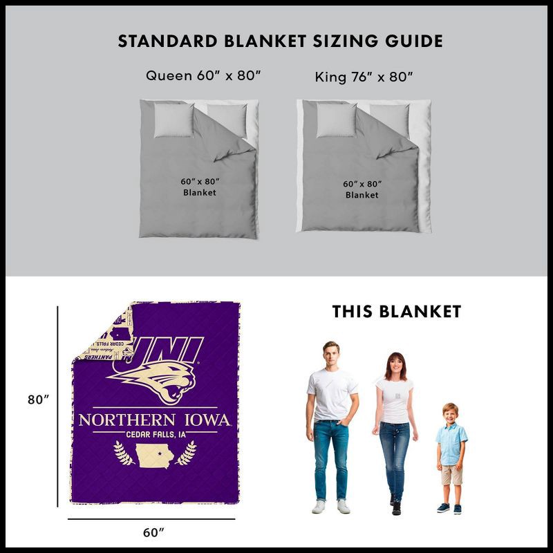 slide 5 of 5, NCAA Northern Iowa Panthers 60 x 80 Quilted Throw Blanket, 1 ct