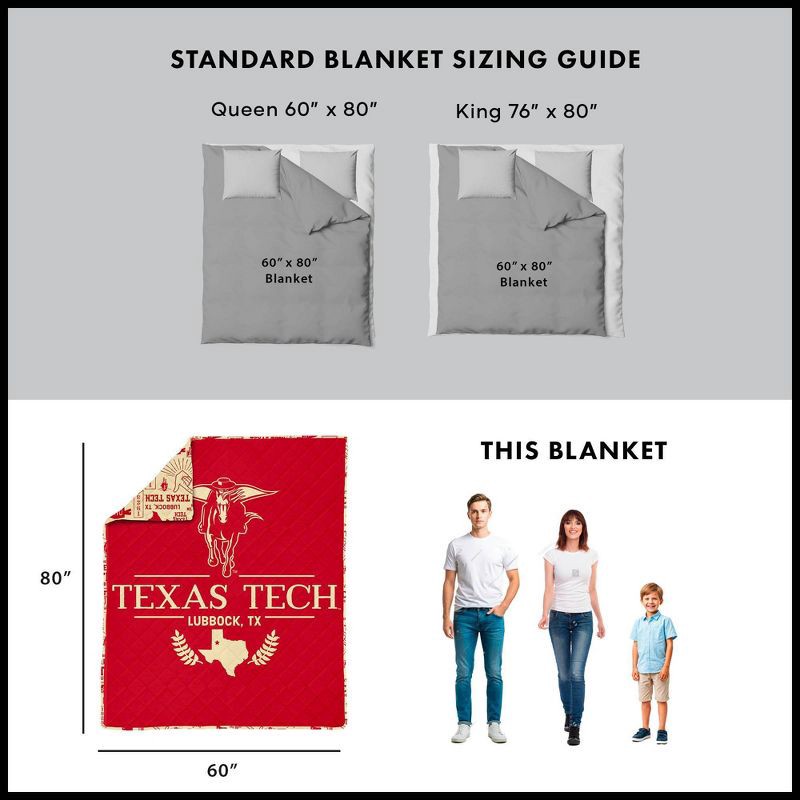 slide 5 of 5, NCAA Texas Tech Red Raiders 60 x 80 Quilted Throw Blanket, 1 ct