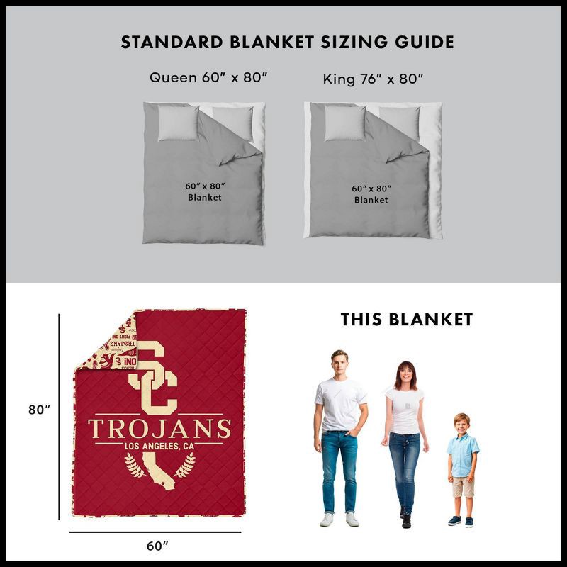slide 5 of 5, NCAA USC Trojans 60 x 80 Quilted Throw Blanket, 1 ct