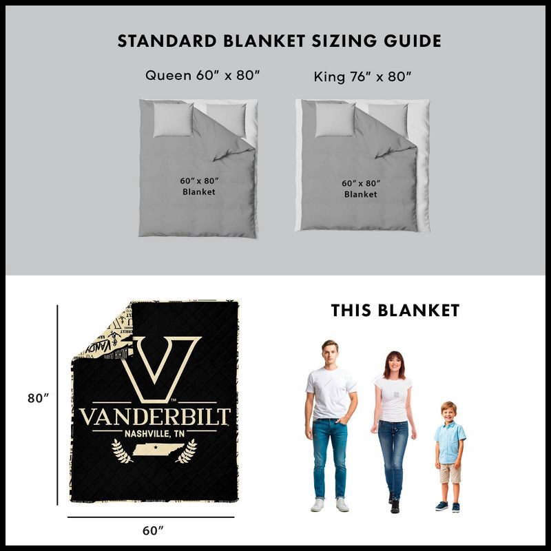 slide 5 of 5, NCAA Vanderbilt Commodores 60 x 80 Quilted Throw Blanket, 1 ct