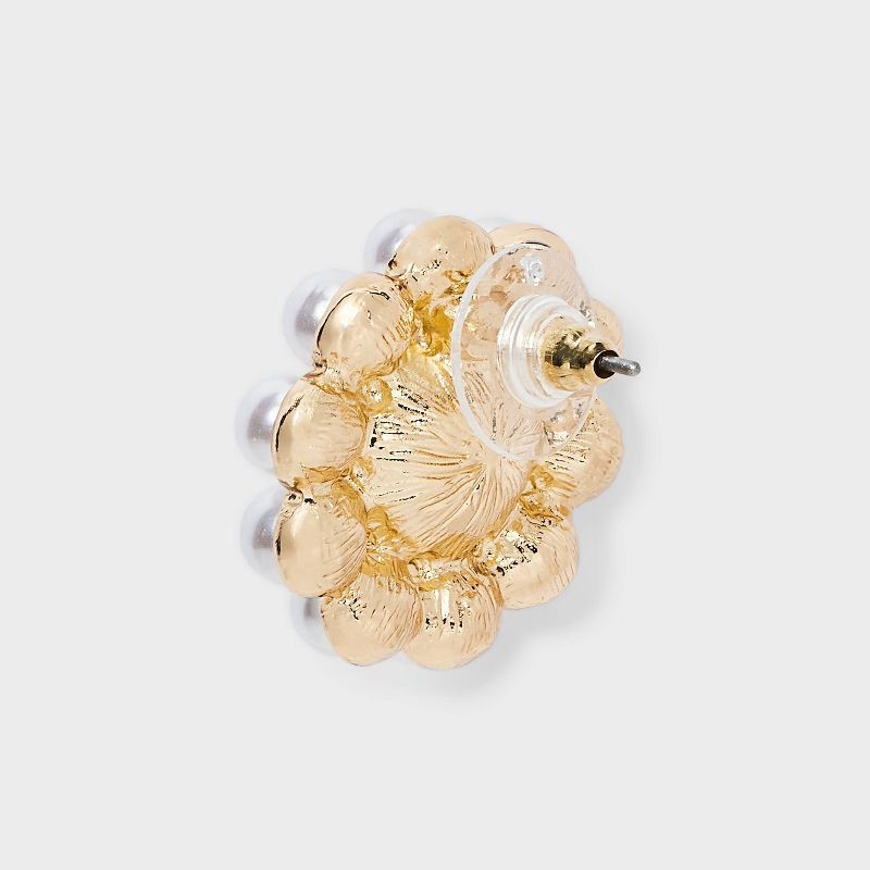 slide 3 of 3, Pearl Bloom Stud Earrings - A New Day™ Pearl, 1 ct