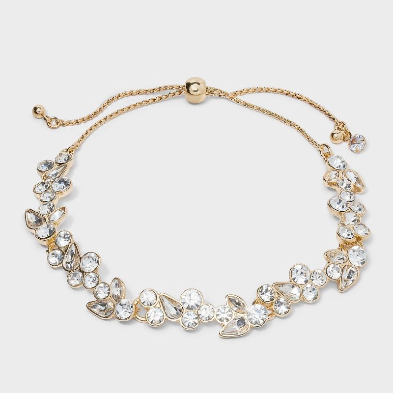 slide 1 of 4, Elegant Stone Pull-Tie Bracelet - A New Day™ Gold, 1 ct
