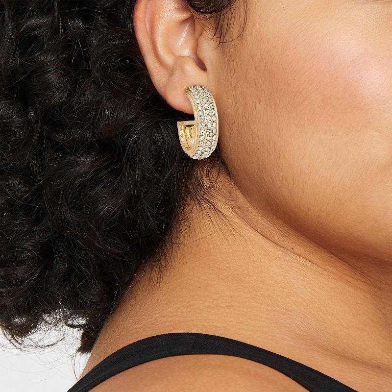 slide 2 of 3, Pave Open Hoop Earrings - A New Day™ Gold, 1 ct