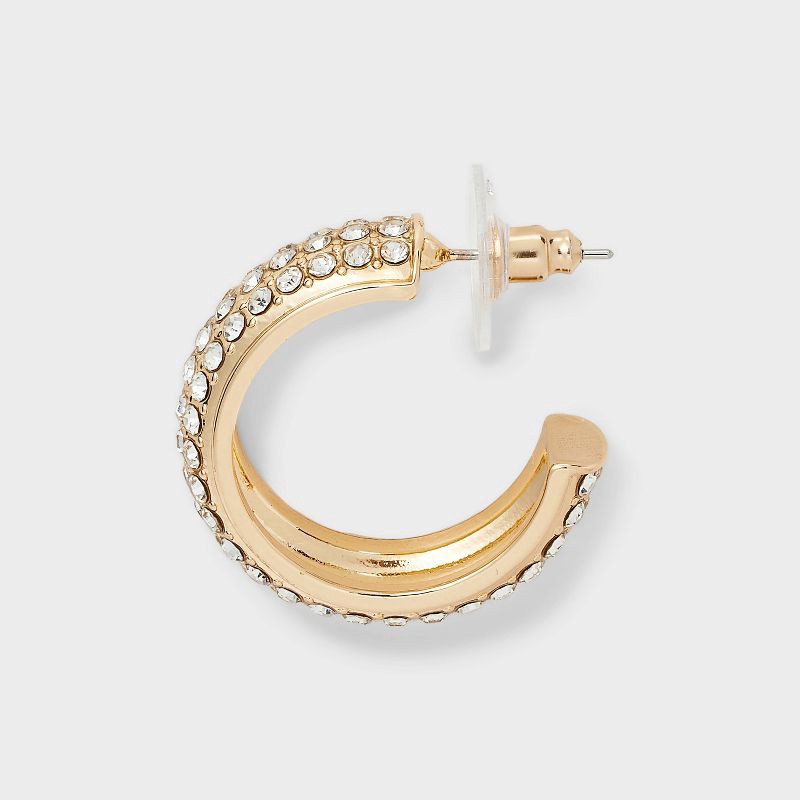 slide 3 of 3, Pave Open Hoop Earrings - A New Day™ Gold, 1 ct