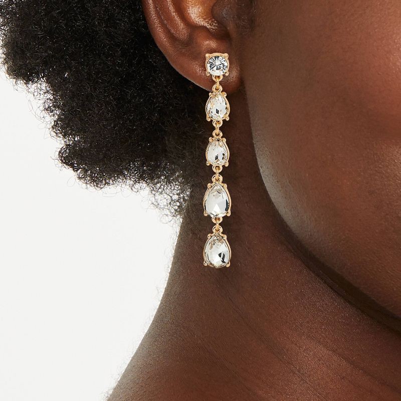 slide 2 of 3, Teardrop Stone Linear Earrings - A New Day™ Gold, 1 ct