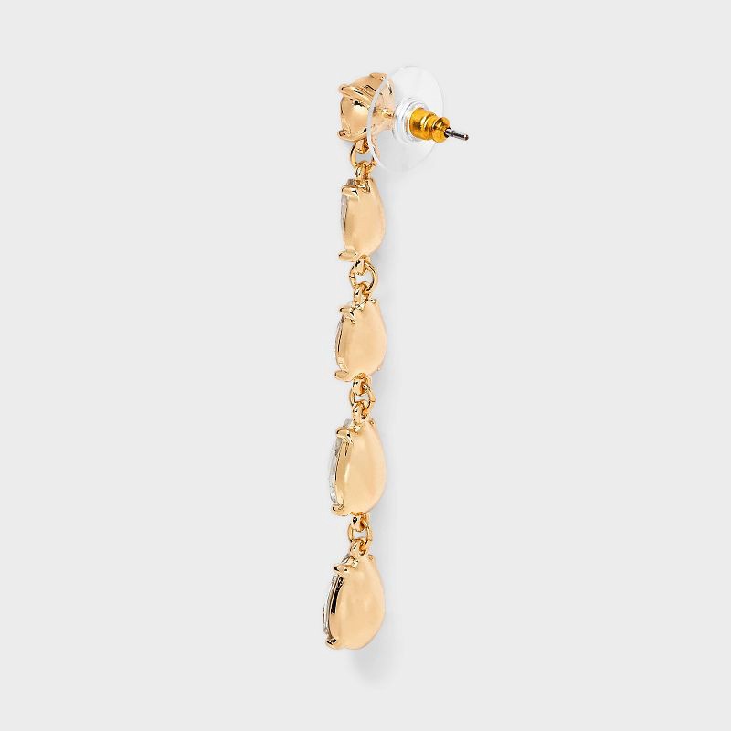 slide 3 of 3, Teardrop Stone Linear Earrings - A New Day™ Gold, 1 ct