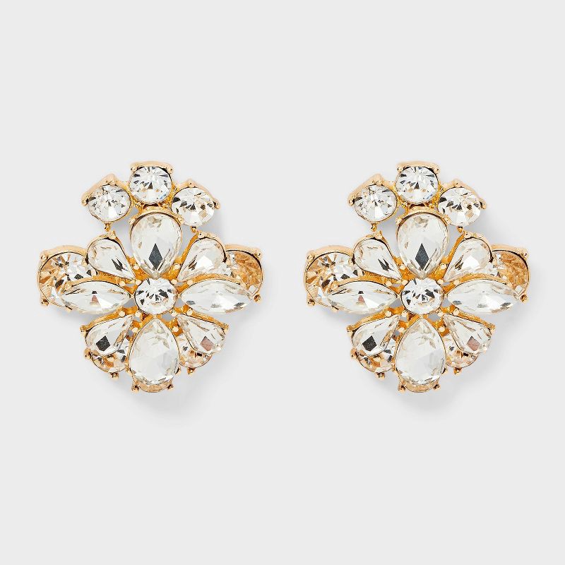 slide 1 of 3, Statement Stone Stud Earrings - A New Day™ Gold, 1 ct