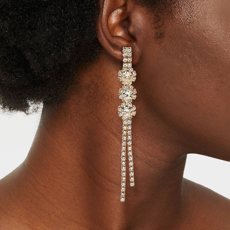 slide 3 of 3, Stone Drop Linear Earrings - A New Day™ Gold, 1 ct