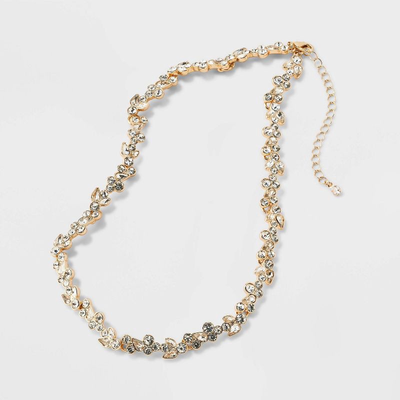 slide 3 of 4, Statement Vine Tennis Necklace - A New Day™ Gold, 1 ct