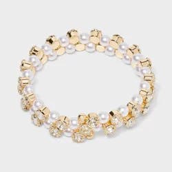 Stone and Pearl Wrap Around Bracelet - A New Day™ Gold