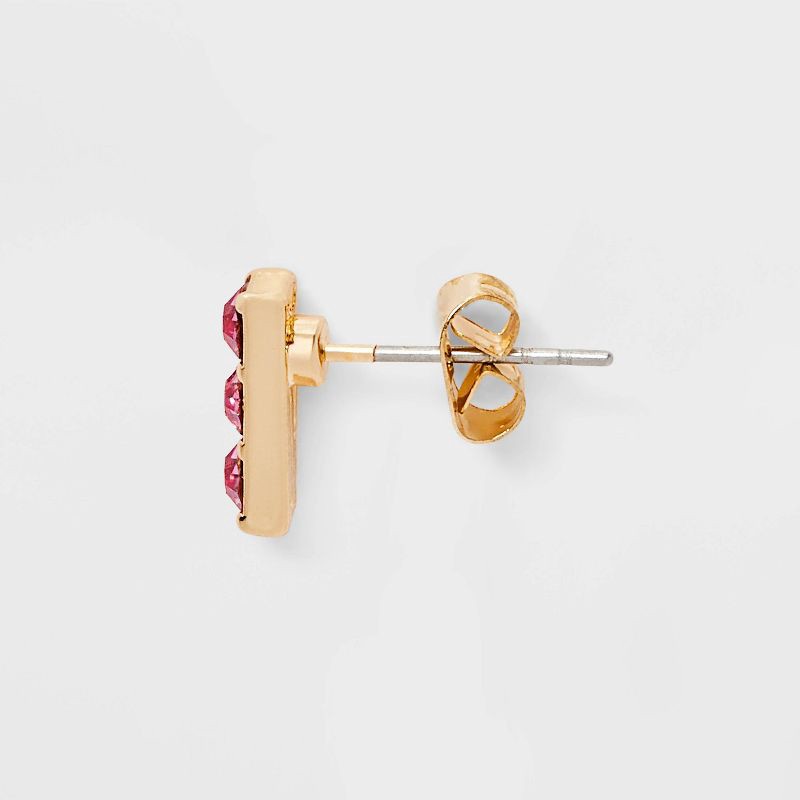 slide 3 of 3, Simulated Pearl and Bow Drop Earring Set 3pc - Wild Fable™ Pink/Gold, 3 ct