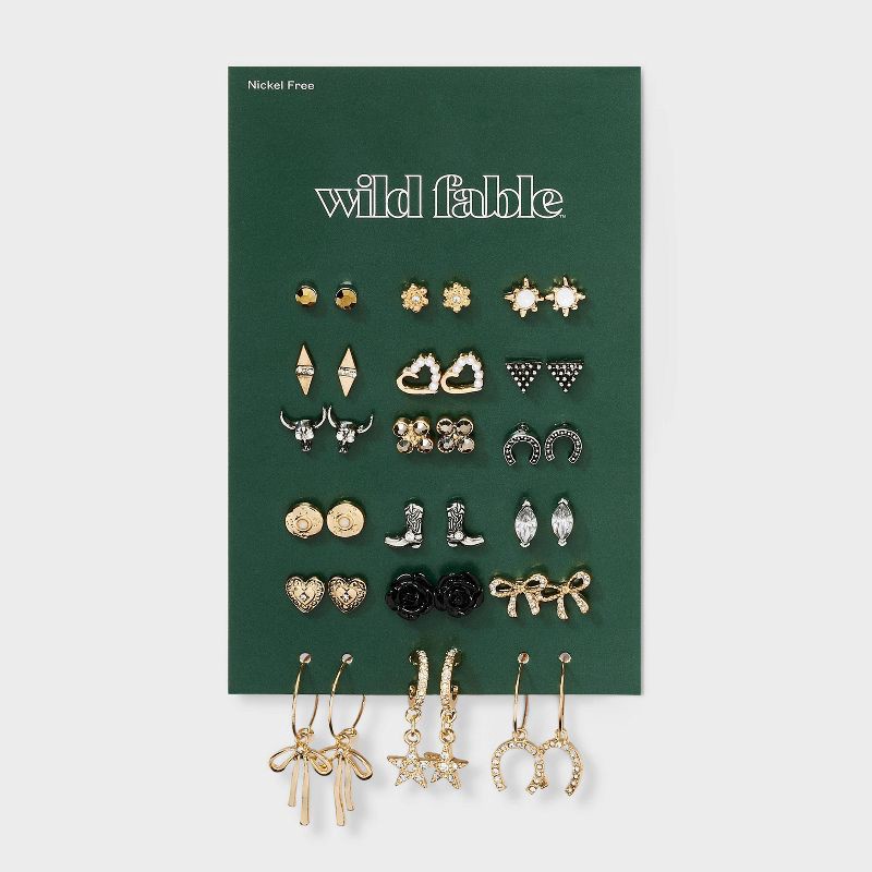 slide 2 of 3, Western Earring Set 18pc - Wild Fable™ Gold/Silver, 18 ct