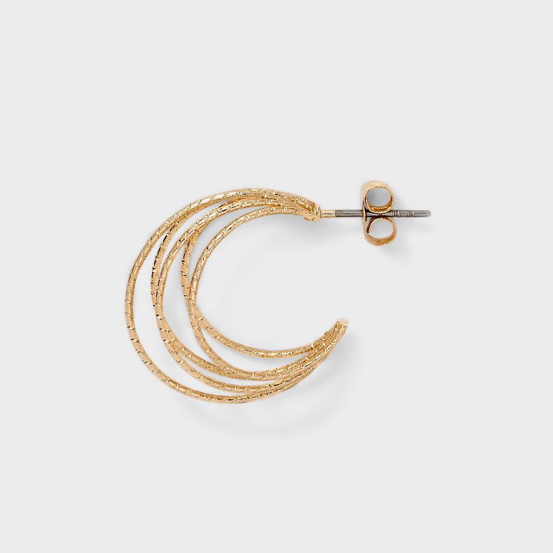 slide 3 of 3, Fancy Crystal Hoop Earring Set 3pc - Wild Fable™ Gold, 3 ct