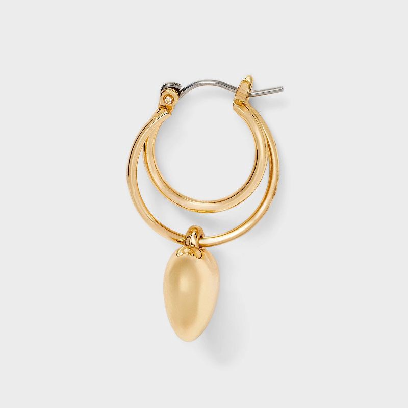 slide 3 of 3, Floating Heart Drop Hoop Earring Set 3pc - Wild Fable™ Gold, 3 ct